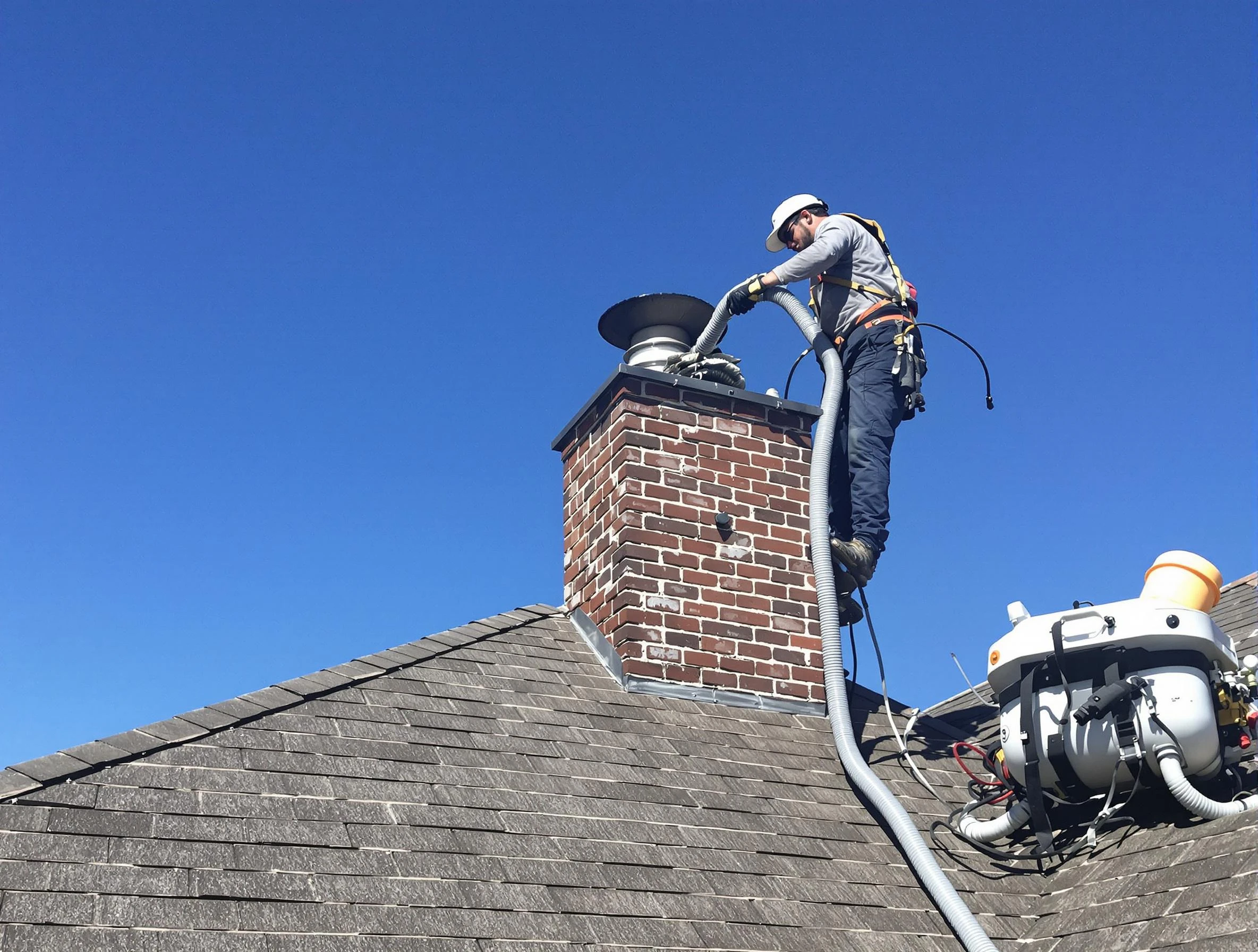 Dedicated Columbine Chimney Sweep team member cleaning a chimney in Columbine, CO