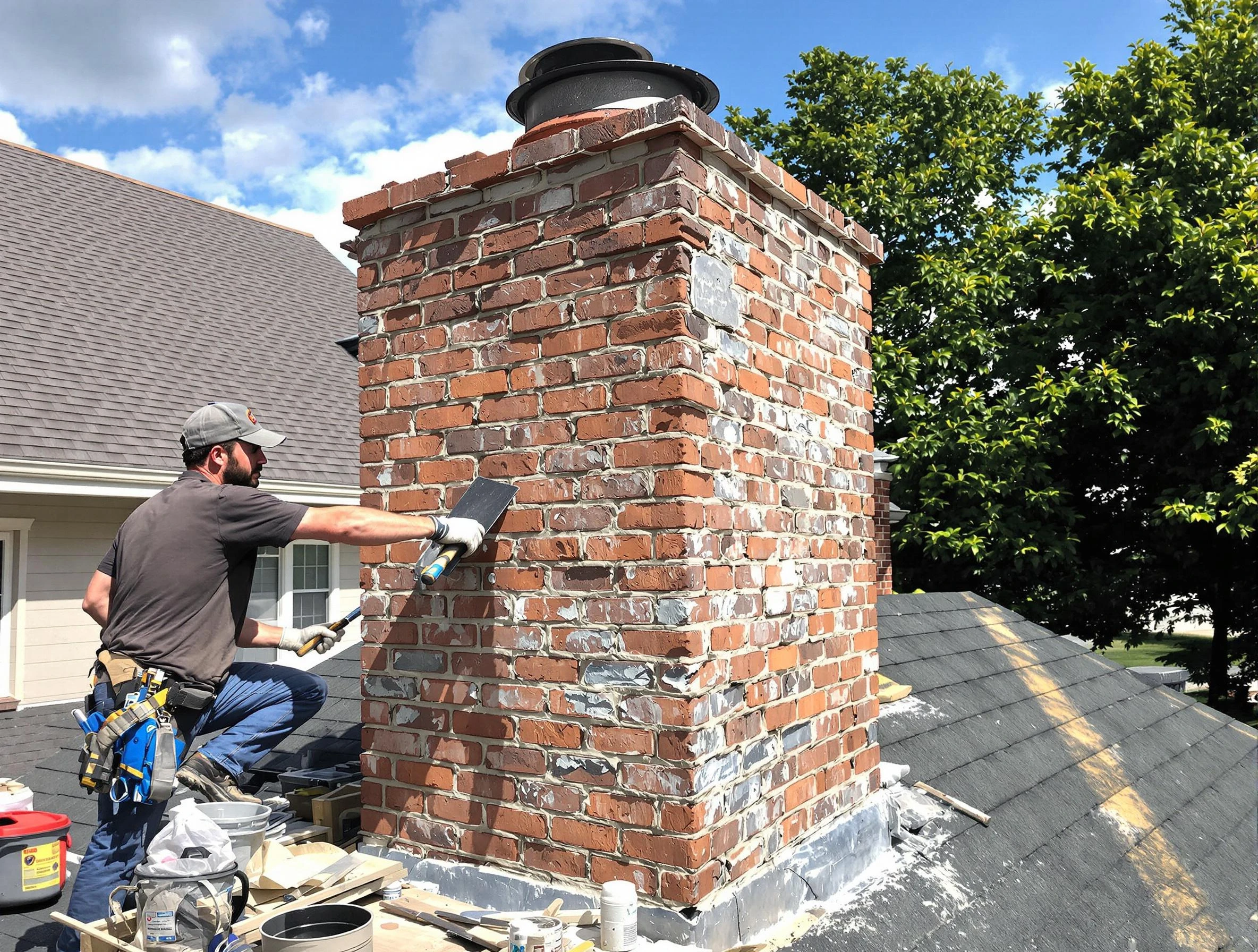 Completed chimney rebuild by Columbine Chimney Sweep in Columbine, CO