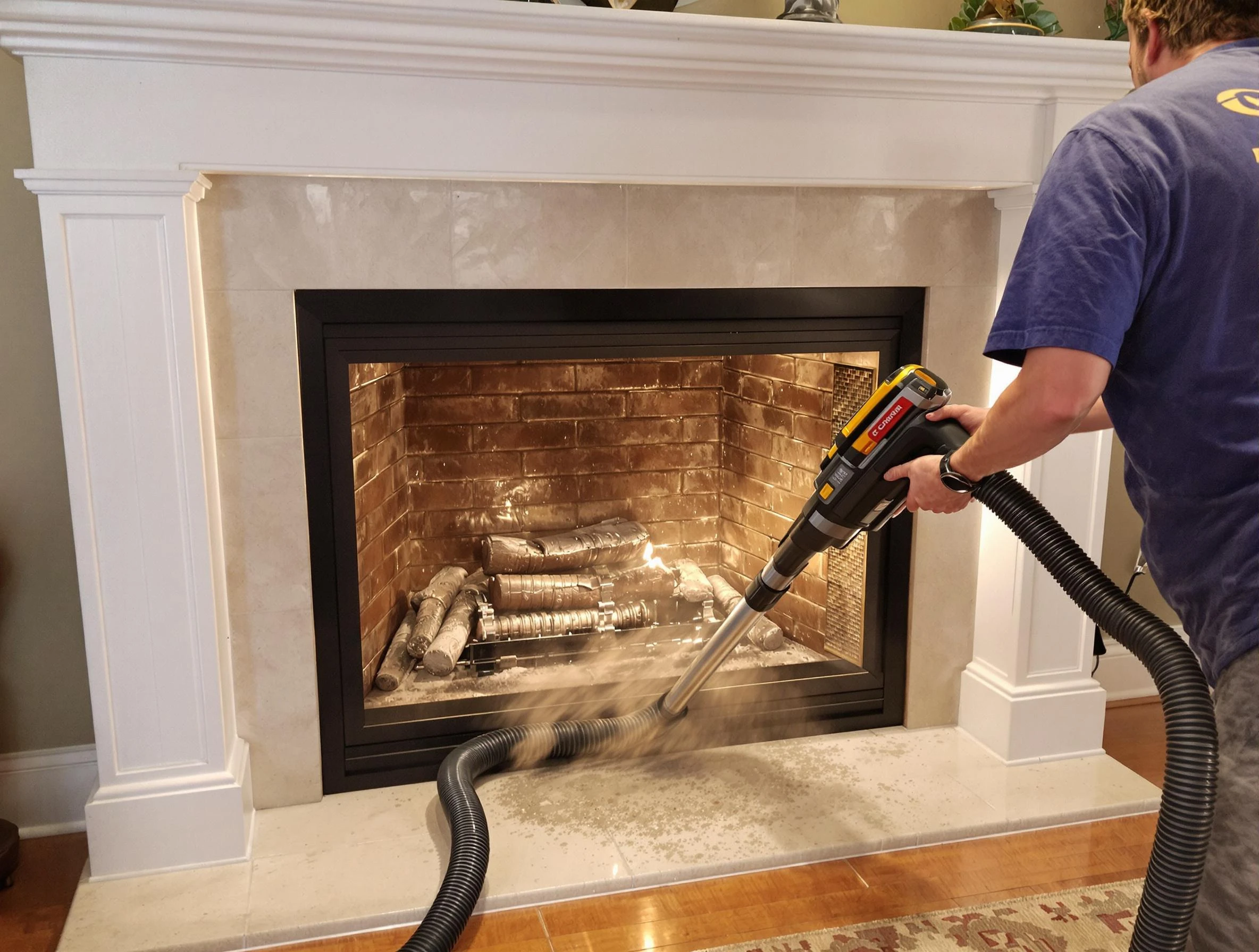 Fireplace cleaning performed by Columbine Chimney Sweep in Columbine, CO